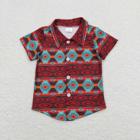 BT0582 RTS baby boy clothes aztec boy summer tshirt