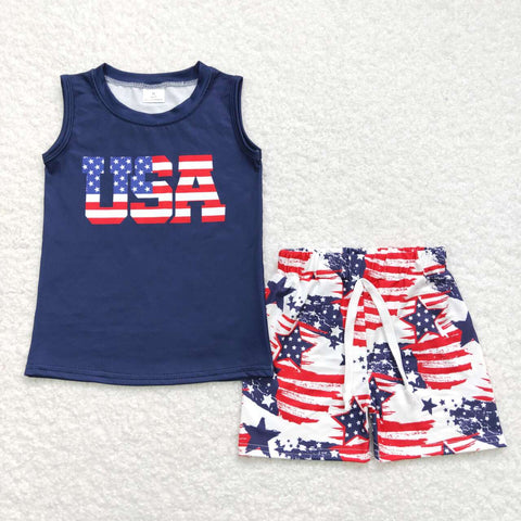 BSSO0461 baby boy clothes boy 4th of July USA patriotic toddler summer outfits