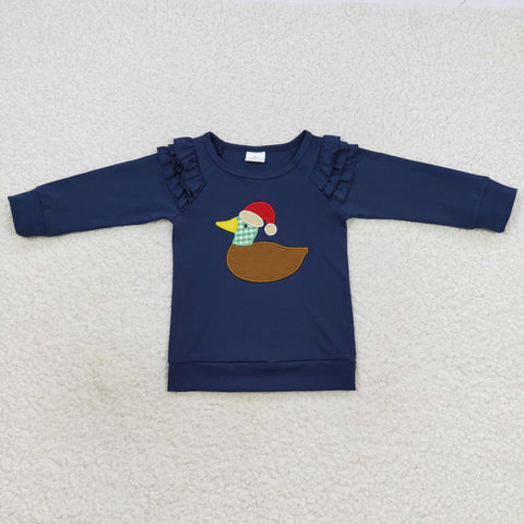 GT0281 toddler girl clothes girl mallard christmas winter top duck christmas top