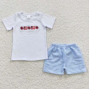 BSSO0253 baby boy clothes patriotic 4th of July summer shorts set