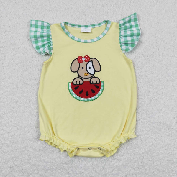 SR0789 baby girl clothes watermelon dog embroidery girl summer bubble