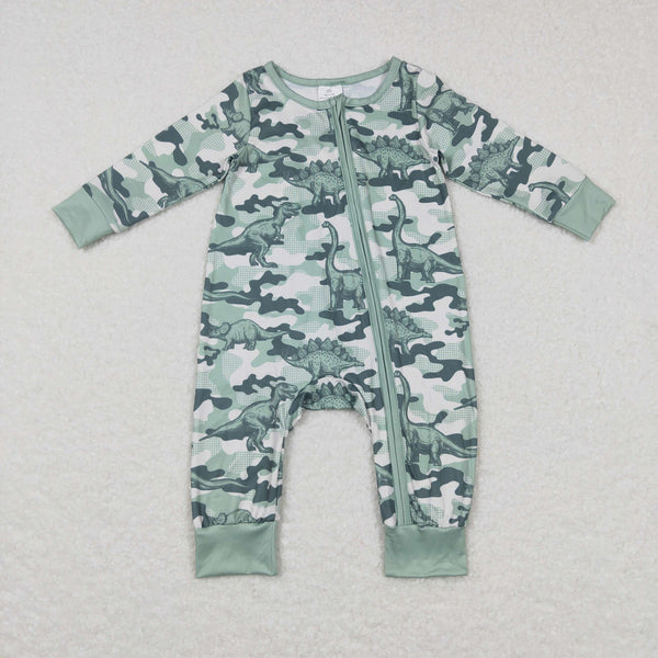 LR0718 baby boy clothes green dinosaur boy winter romper