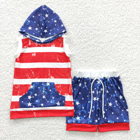 BSSO0244 baby boy clothes 4th of july patriotic summer shorts set