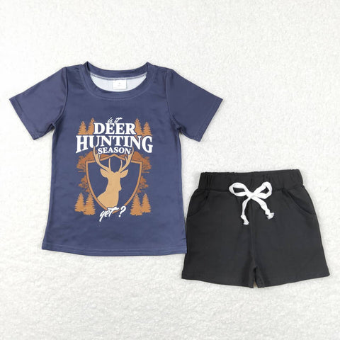 BSSO0470 baby boy clothes deer boy hunting clothes toddler summer shorts set