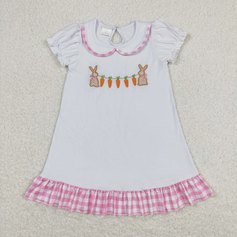 GSD0609 baby girl clothes easter clothes embroidery girl rabbit carrot easter summer dress