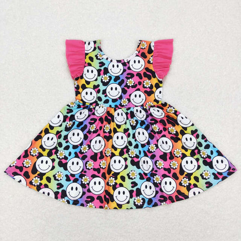 GSD0636 baby girl clothes girl smile leopard print dress girl summer clothes
