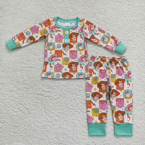 BLP0279 toddler boy clothes cartoon boy winter pajamas set