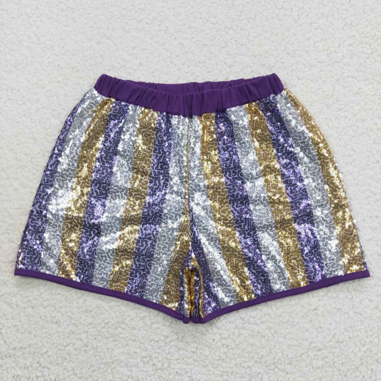 SS0118 adult clothes women summer Mardi Gras purple stripe sequin short