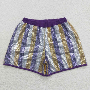 SS0118 adult clothes women summer Mardi Gras purple stripe sequin short