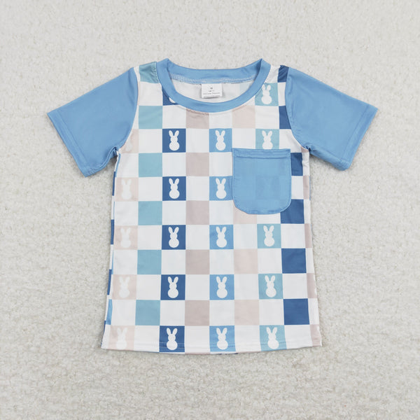 BT0590 baby boy clothes rabbit bunny blue boy easter tshirt top