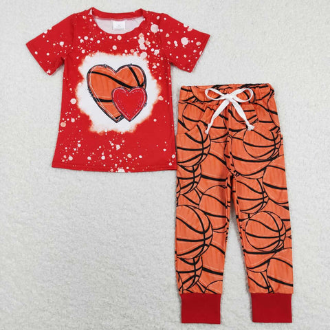 BSPO0291 baby boy clothes boy basketball heart boy valentines day outfit