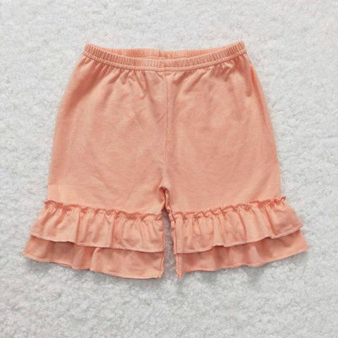 SS0259 toddler clothes ruffle girl summer shorts cotton solid color coral shorts bottom