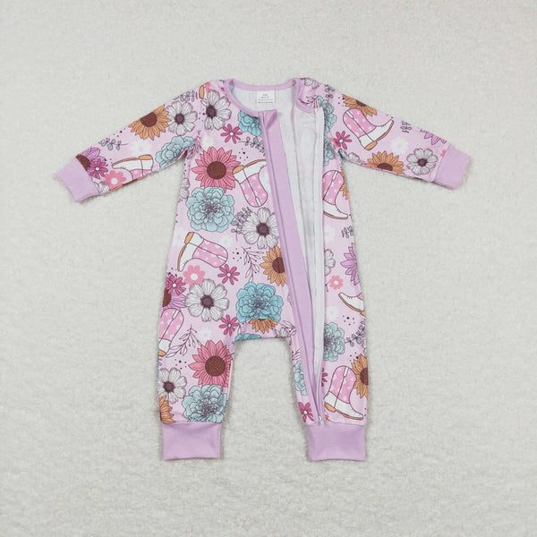 LR0801 baby clothes floral shoes western baby winter romper