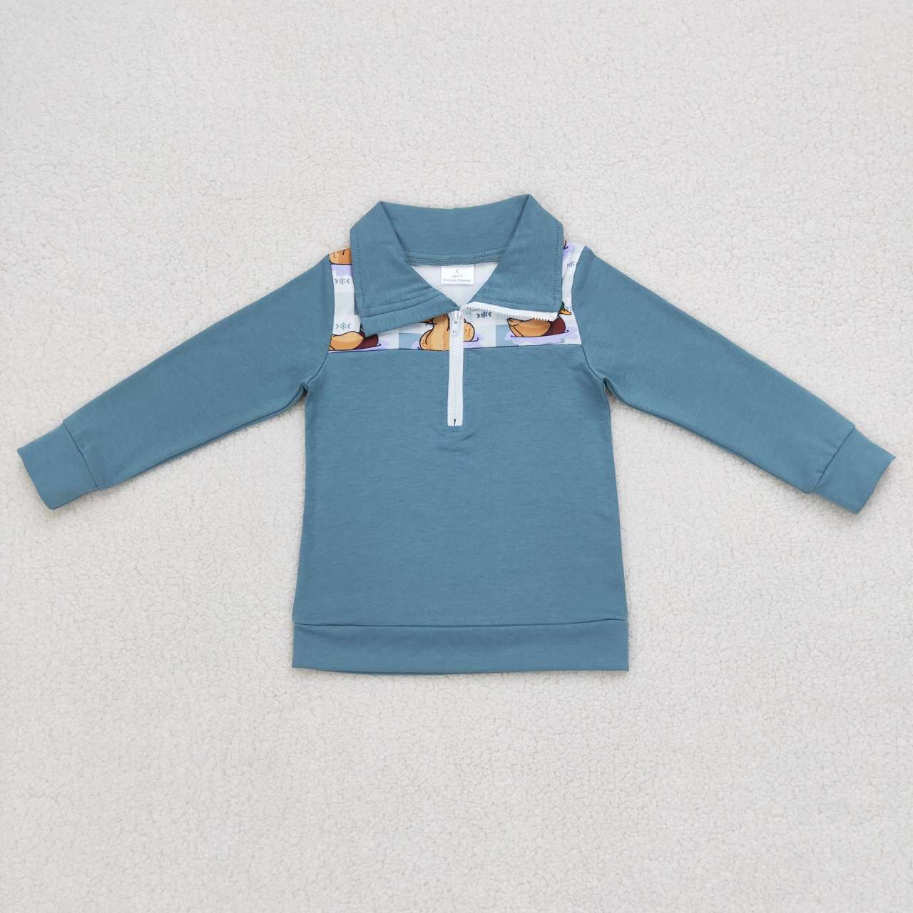 BT0329 toddler boy clothes mallard duck winter zipper top