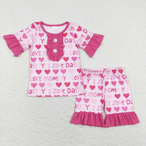 GSSO0445 baby girl clothes i love mommy toddler summer outits father's day clothes