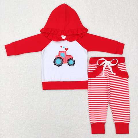 GLP0913 baby girl clothes heart truck embroidery girl valentines day outfit hoodies outfit