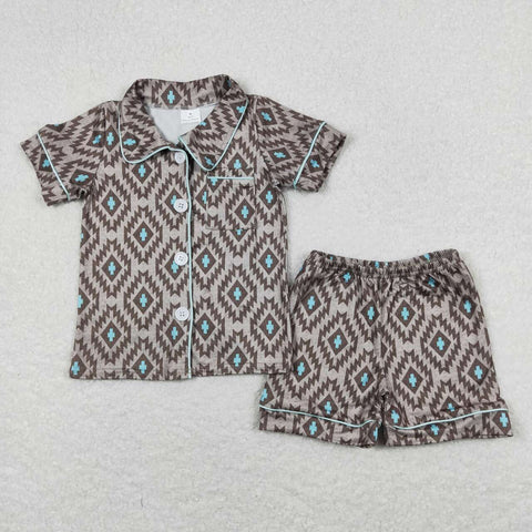 BSSO0560 RTS baby boy clothes aztec boy summer pajamas outfit