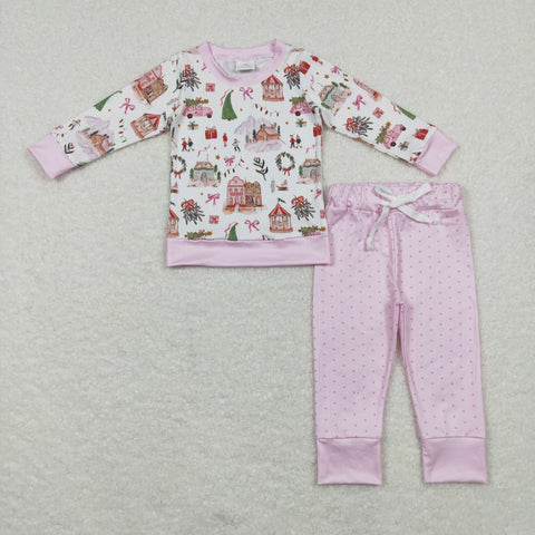 GLP0914 baby girl clothes pink house girl christmas outfit