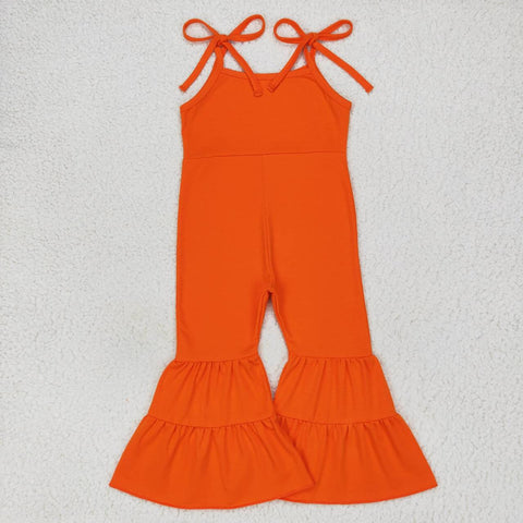 SR0451 kids clothes girls orange halloween  girl velvet jumpsuit