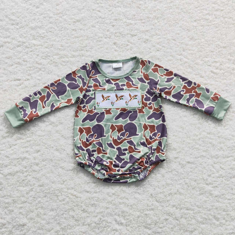 LR0286 RTS baby clothes mallard duck bird embroidery winter bubble camo clothes