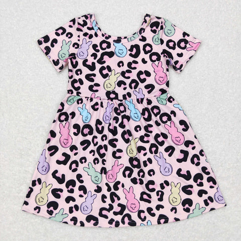 GSD0508 baby girl clothes bunny leopard  girl easter dress