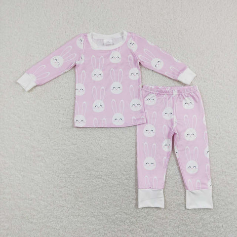 GLP1156 baby girl clothes pink rabbit girl winter pajamas outfit easter set