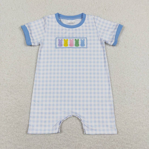 SR0690 baby boy clothes rabbit embroidery boy bunny easter romper