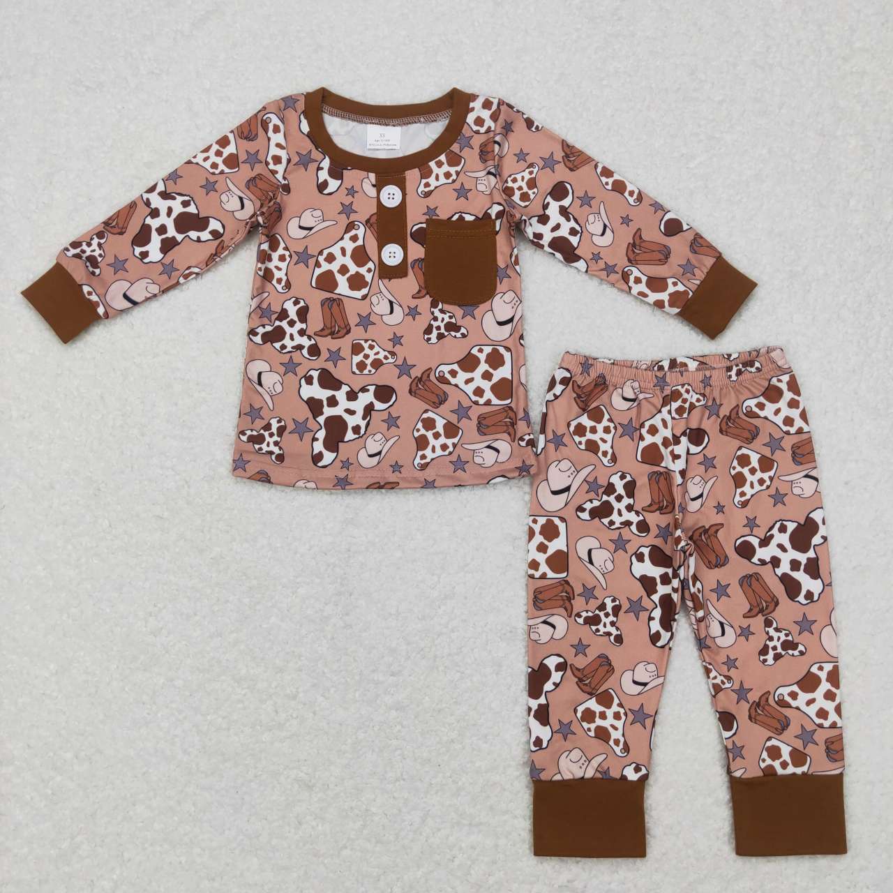 BLP0347 toddler  boy clothes western clothes cow boy winter pajamas set
