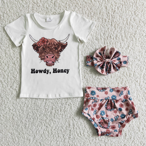 GBO0010 girl clothes summer bummies howdy cow set headwears-promotion 2024.6.15 $5.5