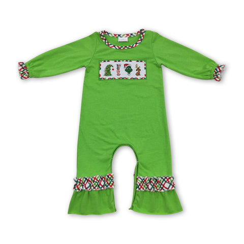 LR0324 baby girl clothes embroidery girl christmas romper