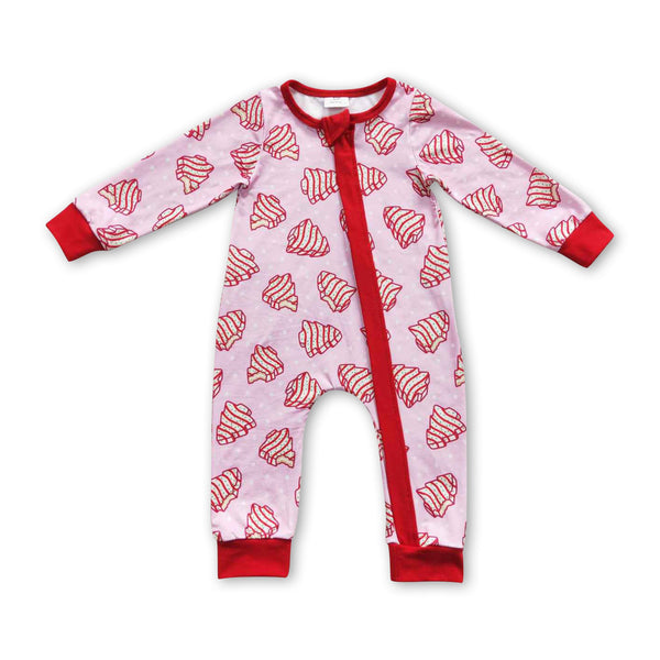 LR0340 baby clothes red tree baby christmas romper