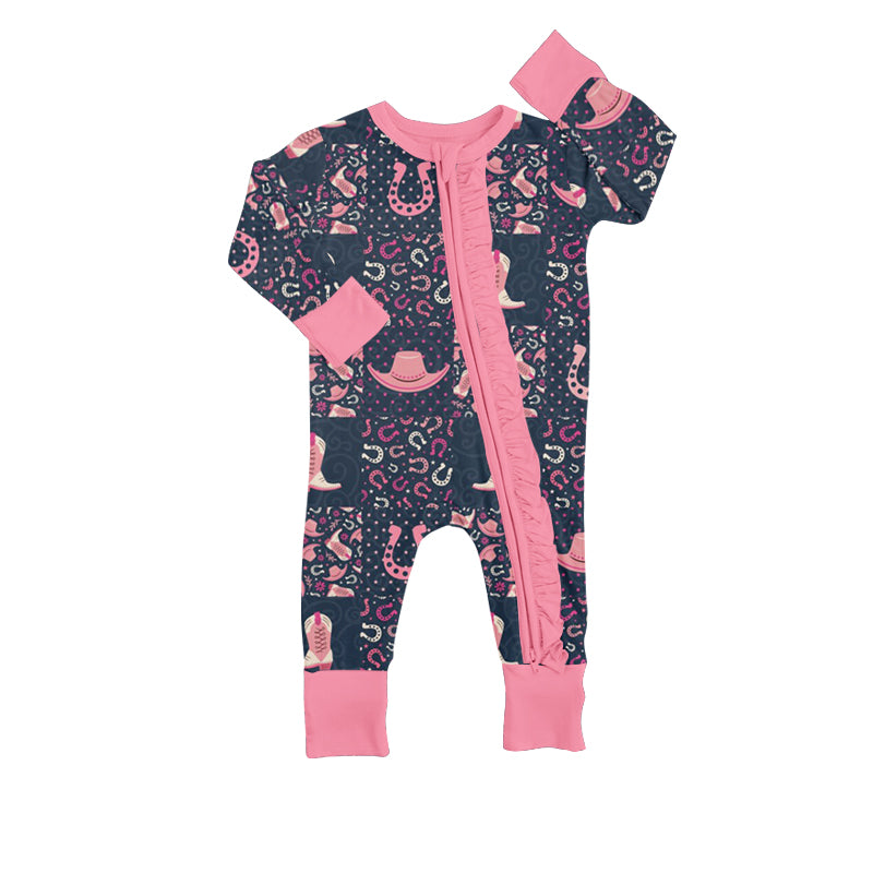 LR0683 pre-order baby girl clothes zipper winter romper