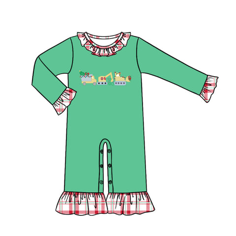 LR1234 pre-order baby girl clothes excavator girl christmas winter romper-2024.7.8