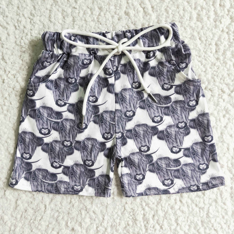 Highland Cow Pocket Kids Boy Summer Shorts