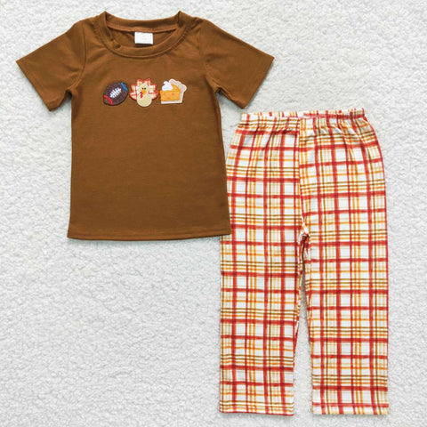 BSPO0143 toddler girl clothes turkey embroidery thanksgiving outfit