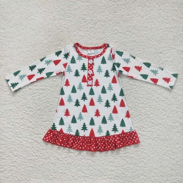 GLD0404 toddler girl dresses tree girl christmas dress