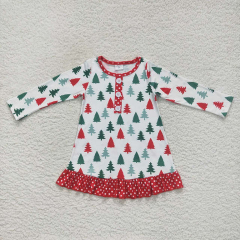 GLD0404 toddler girl dresses tree girl christmas dress