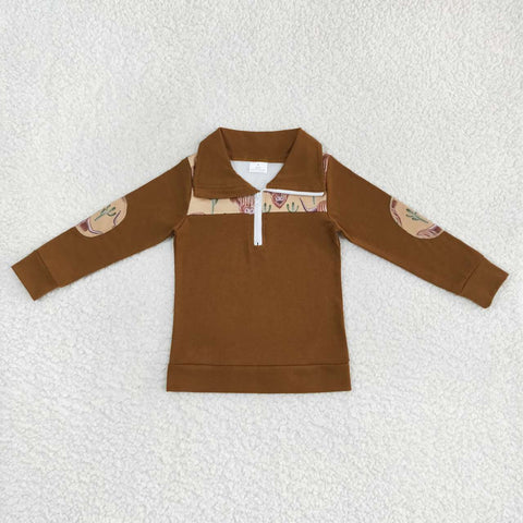 BT0298 toddler boy clothes brown winter cow top