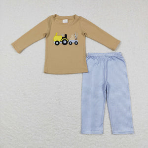 BLP0382 toddler boy clothes dog truck hunting clothes embroidery boy winter outfit