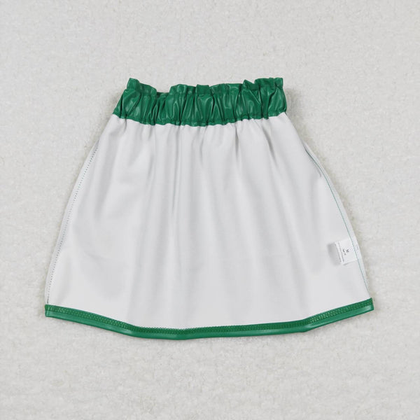 GLK0018 toddler girl clothes green leather skirt