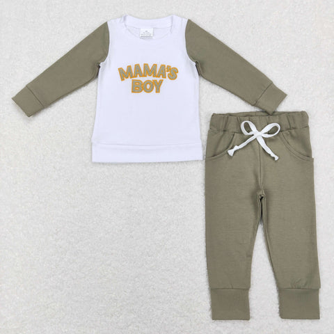 BLP0435 baby boy clothes embroidery cotton boy winter outfit mama's boy set mother's day clothing set