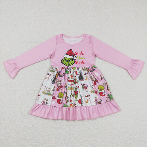 GLD0457 toddler girl clothes girl christmas dress christmas twirl dress