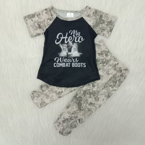 B11-24 promotion girl combat boots short sleeve camouflage fall spring set-promotion 2024.2.44 $2.99