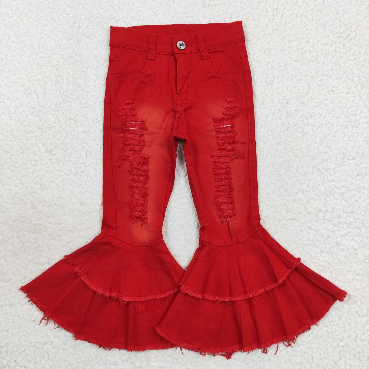 P0270  kids clothes girls red jeans bell botton pant flare pants