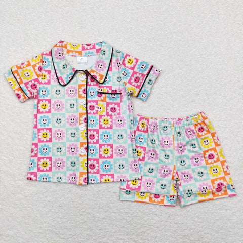 GSSO0381 RTS toddler girl clothes smile girl summer pajamas set