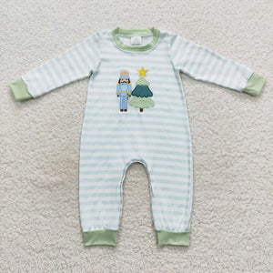 LR0479 baby boy clothes embroidery tree christmas romper