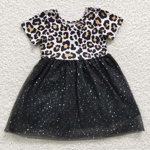 GSD0329 baby girl clothes black leopard tulle summer dress