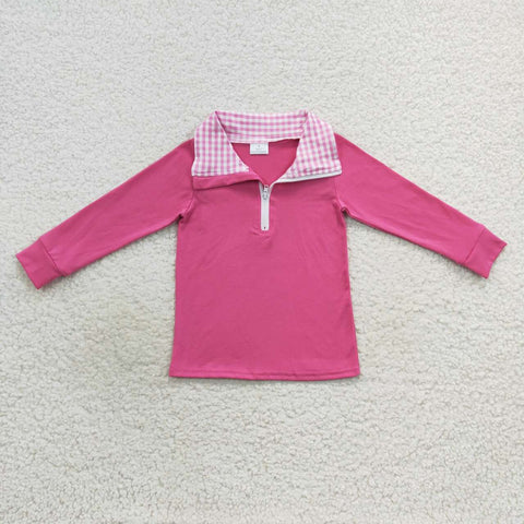GT0276 toddler clothes hot pink girl winter top zipper shirt