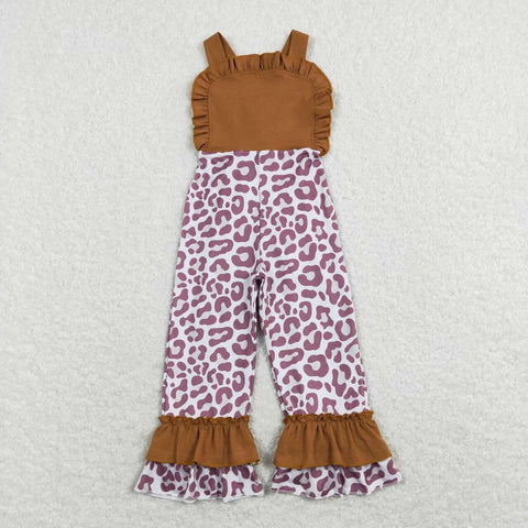 SR0965 baby girl clothes brown leopard print girl summer jumpsuit