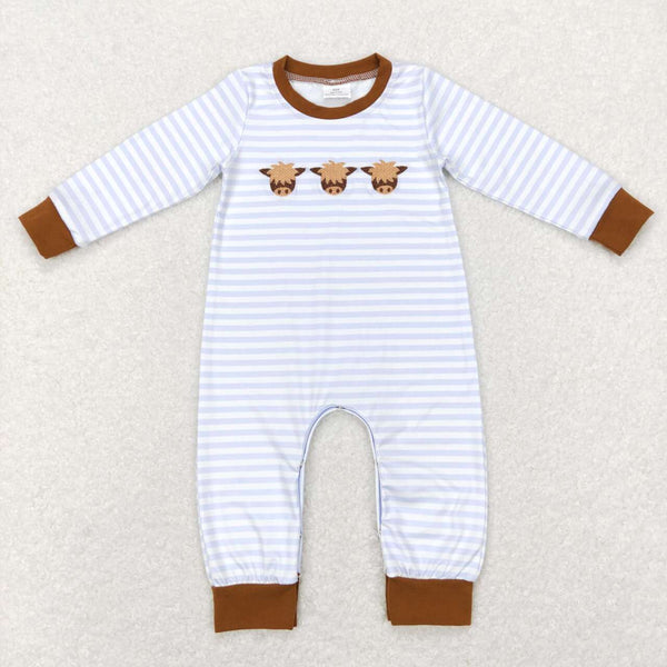 LR0723 baby clothes cow embroidery baby boy winter romper